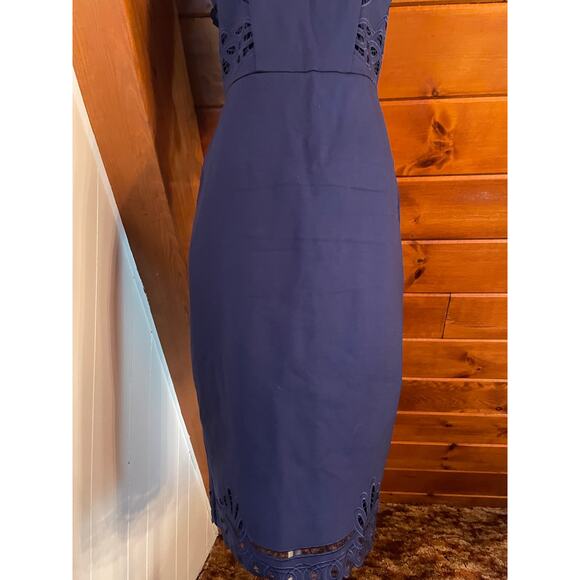 Ted Baker London Verita Cutout Sheath Shift Navy Blue Dress sz 3 / sz M - Picture 4 of 10